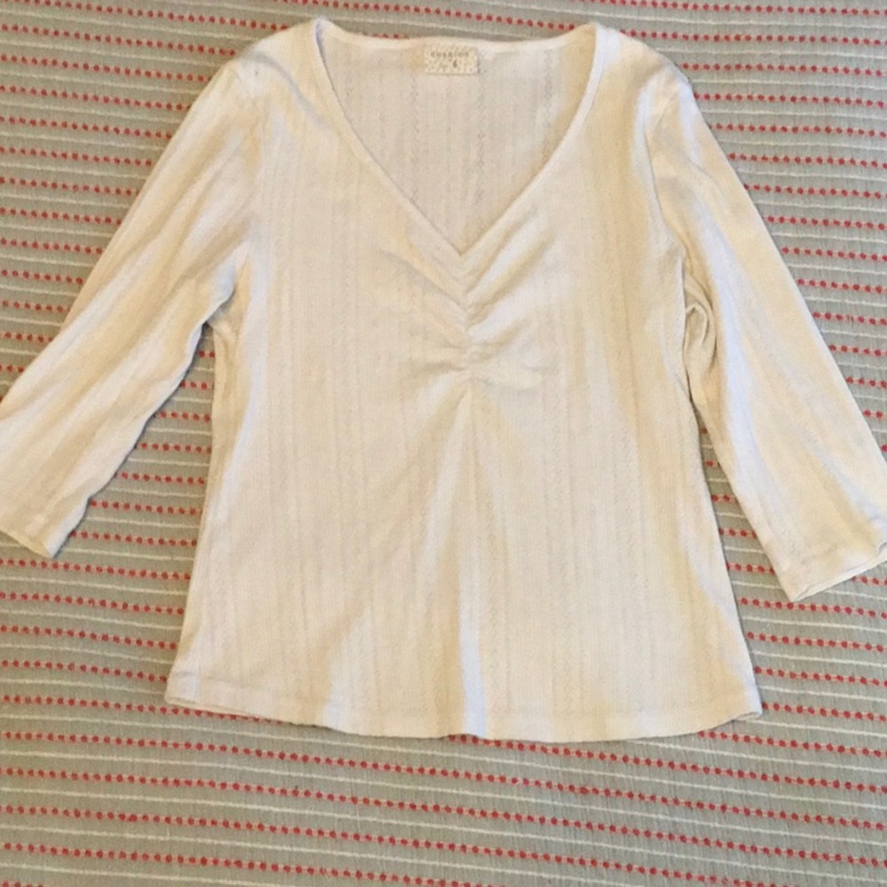 Cream pointelle top